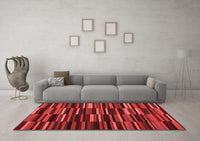 Machine Washable Abstract Red Contemporary Rug, wshcon1709red