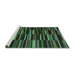 Sideview of Machine Washable Abstract Turquoise Contemporary Area Rugs, wshcon1709turq