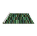 Sideview of Machine Washable Abstract Turquoise Contemporary Area Rugs, wshcon1709turq