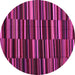 Round Machine Washable Abstract Pink Contemporary Rug, wshcon1709pnk