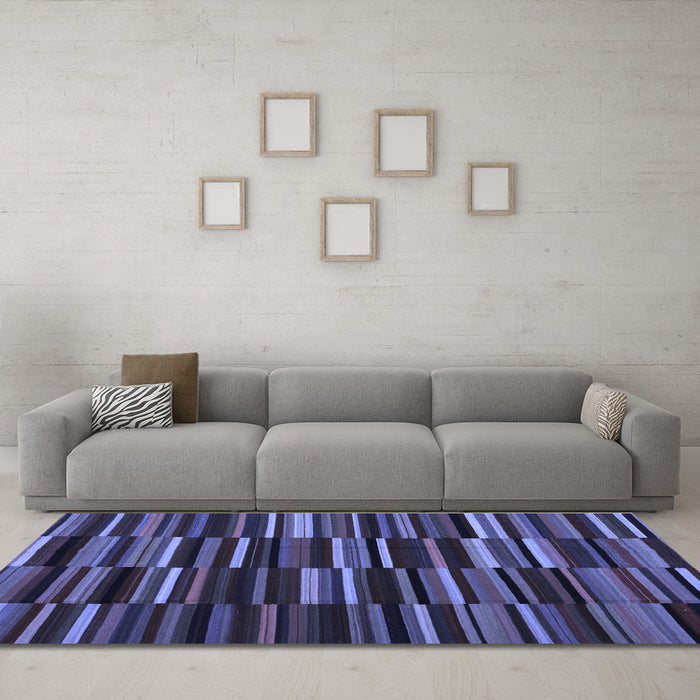 Machine Washable Abstract Blue Contemporary Rug in a Living Room, wshcon1709blu