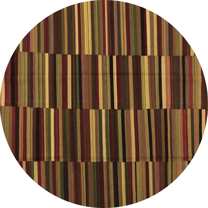 Round Machine Washable Abstract Brown Contemporary Rug, wshcon1709brn