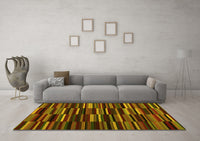 Machine Washable Abstract Yellow Contemporary Rug, wshcon1709yw