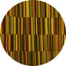 Round Machine Washable Abstract Yellow Contemporary Rug, wshcon1709yw