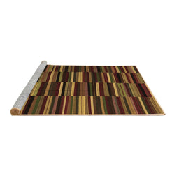 Sideview of Machine Washable Abstract Brown Contemporary Rug, wshcon1709brn