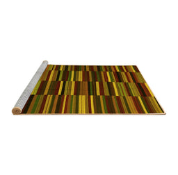 Sideview of Machine Washable Abstract Yellow Contemporary Rug, wshcon1709yw
