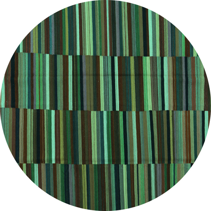 Round Machine Washable Abstract Turquoise Contemporary Area Rugs, wshcon1709turq