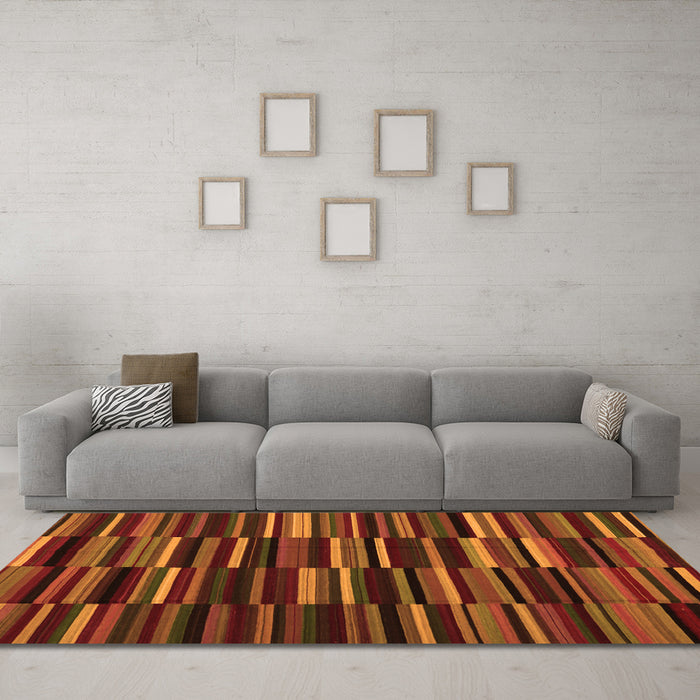 Machine Washable Abstract Orange Contemporary Area Rugs in a Living Room, wshcon1709org