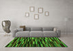 Machine Washable Abstract Green Contemporary Area Rugs in a Living Room,, wshcon1709grn