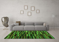 Machine Washable Abstract Green Contemporary Rug, wshcon1709grn