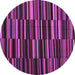 Round Abstract Purple Contemporary Rug, con1709pur