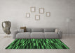 Machine Washable Abstract Emerald Green Contemporary Area Rugs in a Living Room,, wshcon1709emgrn