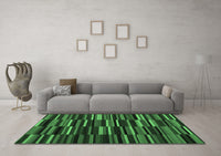 Machine Washable Abstract Emerald Green Contemporary Rug, wshcon1709emgrn