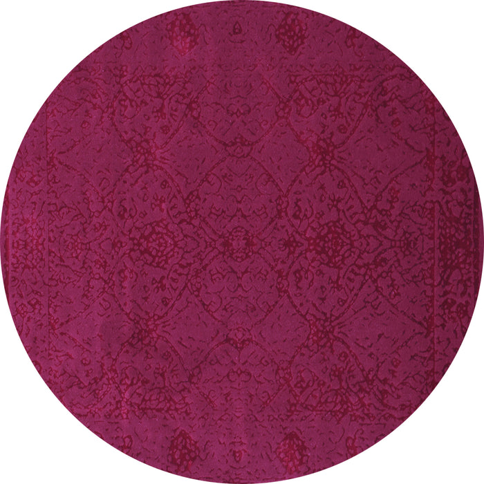 Round Machine Washable Abstract Purple Contemporary Area Rugs, wshcon170pur