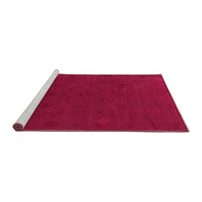 Sideview of Machine Washable Abstract Pink Contemporary Rug, wshcon170pnk