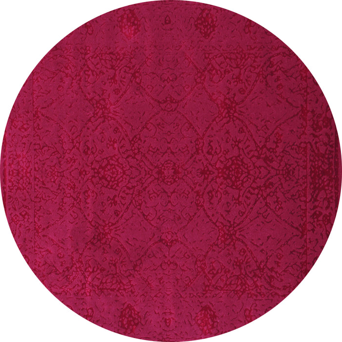 Round Machine Washable Abstract Pink Contemporary Rug, wshcon170pnk