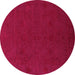 Round Machine Washable Abstract Pink Contemporary Rug, wshcon170pnk