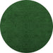 Round Machine Washable Abstract Emerald Green Contemporary Area Rugs, wshcon170emgrn