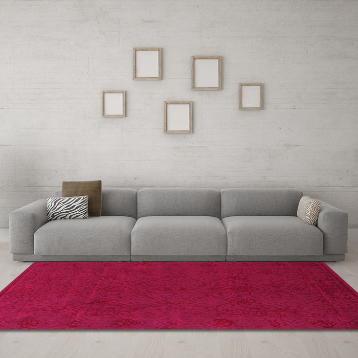 Machine Washable Abstract Pink Contemporary Rug in a Living Room, wshcon170pnk