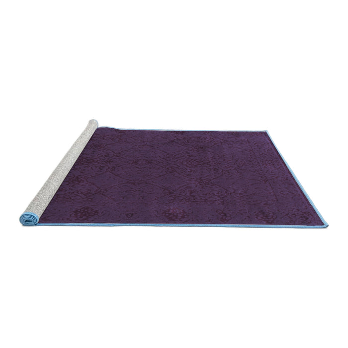 Sideview of Machine Washable Abstract Blue Contemporary Rug, wshcon170blu
