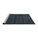 Serging Thickness of Machine Washable Contemporary Dark Blue Grey Blue Rug, wshcon171