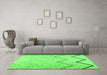 Machine Washable Abstract Green Contemporary Area Rugs in a Living Room,, wshcon1710grn