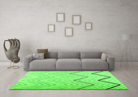 Machine Washable Abstract Green Contemporary Rug, wshcon1710grn