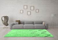 Machine Washable Abstract Emerald Green Contemporary Rug, wshcon1710emgrn