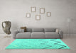 Machine Washable Abstract Turquoise Contemporary Area Rugs in a Living Room,, wshcon1710turq