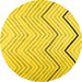 Round Abstract Yellow Contemporary Rug, con1710yw