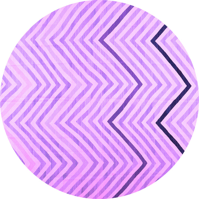Round Abstract Purple Contemporary Rug, con1710pur