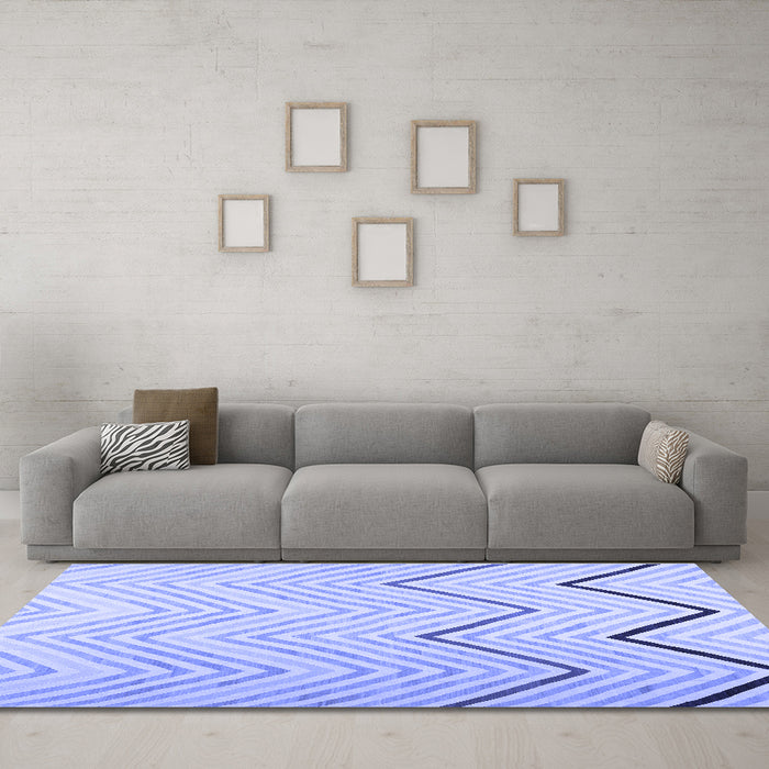 Machine Washable Abstract Blue Contemporary Rug in a Living Room, wshcon1710blu