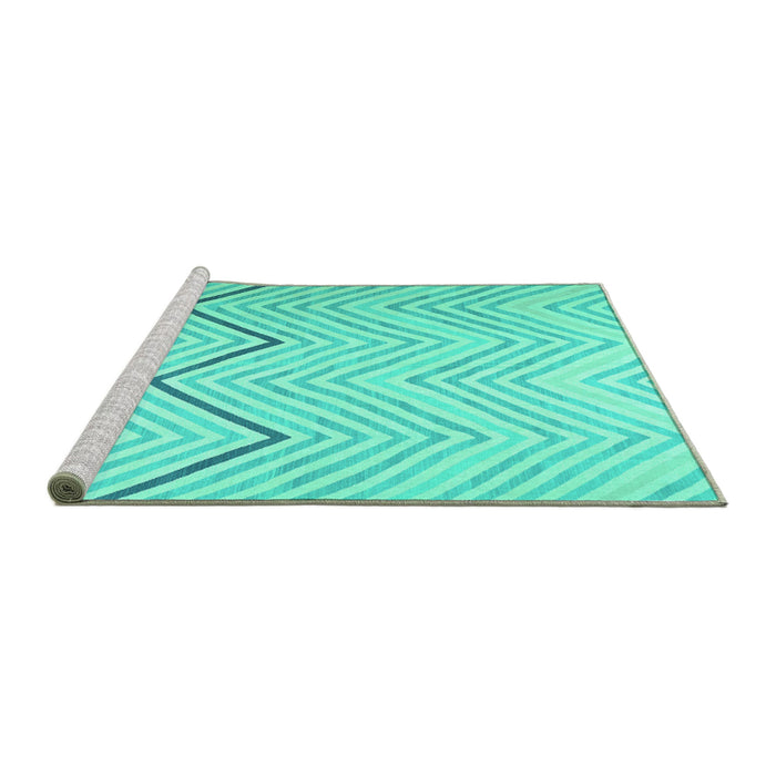Sideview of Machine Washable Abstract Turquoise Contemporary Area Rugs, wshcon1710turq
