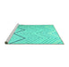 Sideview of Machine Washable Abstract Turquoise Contemporary Area Rugs, wshcon1710turq