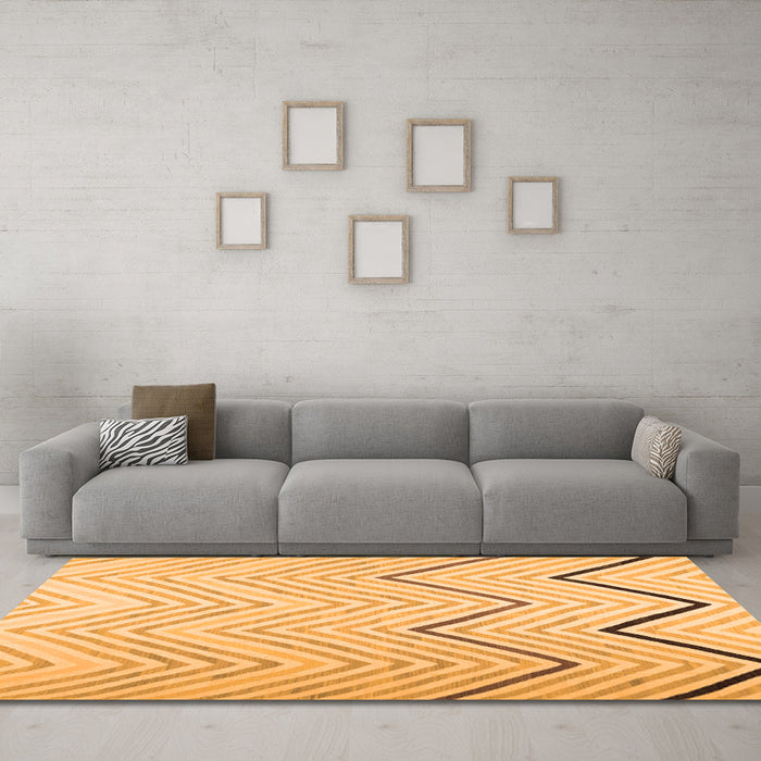 Machine Washable Abstract Orange Contemporary Area Rugs in a Living Room, wshcon1710org