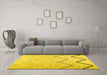 Machine Washable Abstract Yellow Contemporary Rug in a Living Room, wshcon1710yw