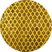 Round Abstract Yellow Contemporary Rug, con1711yw