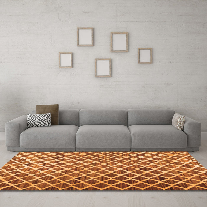 Machine Washable Abstract Orange Contemporary Area Rugs in a Living Room, wshcon1711org