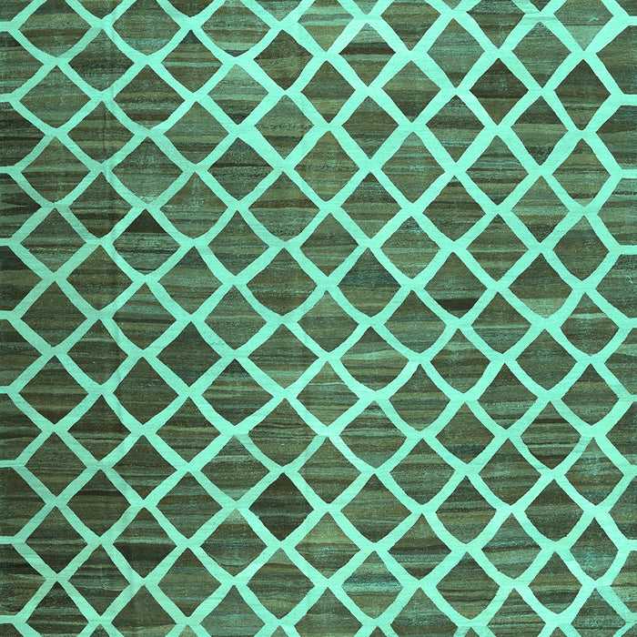 Machine Washable Abstract Turquoise Contemporary Area Rugs, wshcon1711turq