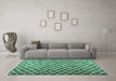 Machine Washable Abstract Turquoise Contemporary Area Rugs in a Living Room,, wshcon1711turq