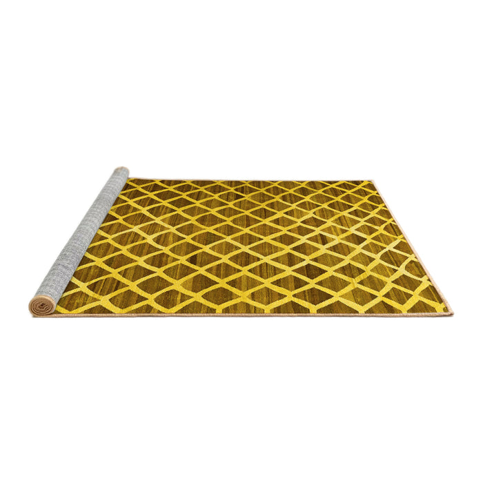 Sideview of Machine Washable Abstract Yellow Contemporary Rug, wshcon1711yw