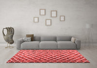 Machine Washable Abstract Red Contemporary Rug, wshcon1711red