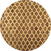 Round Machine Washable Abstract Brown Contemporary Rug, wshcon1711brn