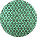 Round Machine Washable Abstract Turquoise Contemporary Area Rugs, wshcon1711turq