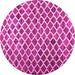 Round Machine Washable Abstract Pink Contemporary Rug, wshcon1711pnk