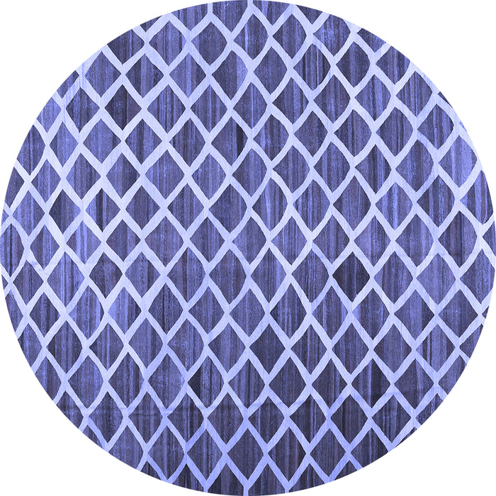 Round Abstract Blue Contemporary Rug, con1711blu