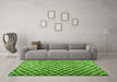 Machine Washable Abstract Green Contemporary Area Rugs in a Living Room,, wshcon1711grn