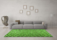 Machine Washable Abstract Green Contemporary Rug, wshcon1711grn