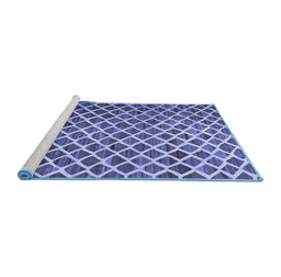 Sideview of Machine Washable Abstract Blue Contemporary Rug, wshcon1711blu