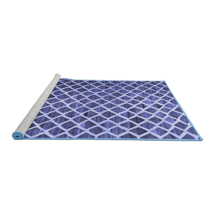 Sideview of Machine Washable Abstract Blue Contemporary Rug, wshcon1711blu